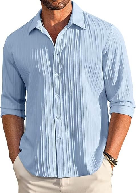 Men's Casual Button Down Shirts Long Sleeve Linen Shirt