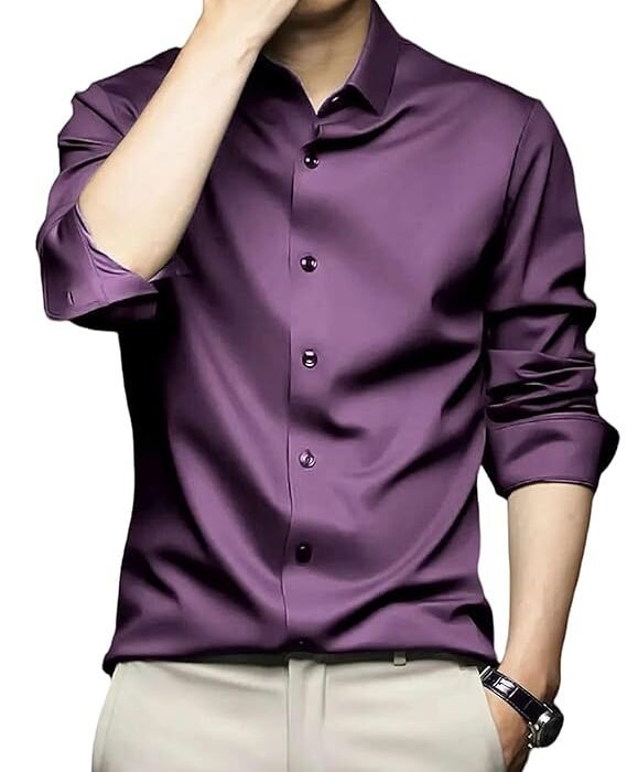 Men's Stylish Solid Satin Casual Shirt for Men