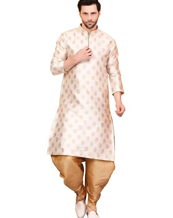 Ethnic Gold Leaves 100% pure Jacquard Kurta